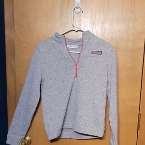 Vineyard Vines Heather Gray Kids Jacket with Pink Zipper